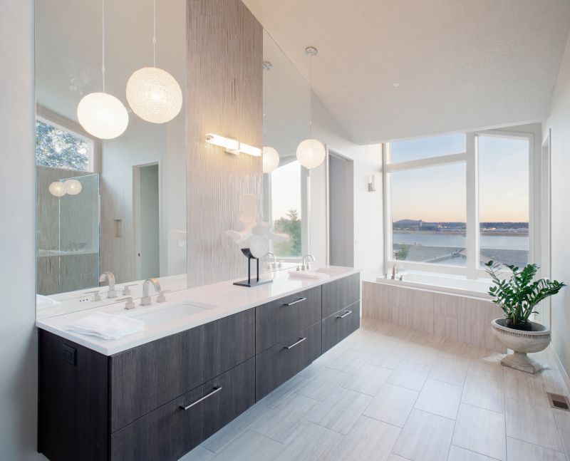 Modern Bathroom with Large Mirror