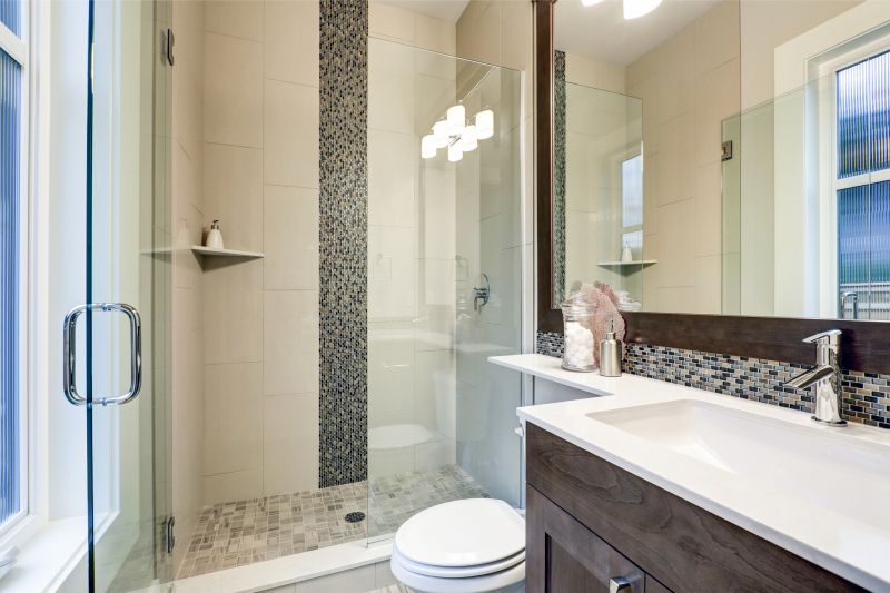 Contemporary Shower with Accent Tile
